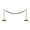 Montour Line Stanchion Post and Rope Kit Pol.Brass, 2 Crown Top 1 Gray Rope C-Kit-2-PB-CN-1-PVR-GY-PB